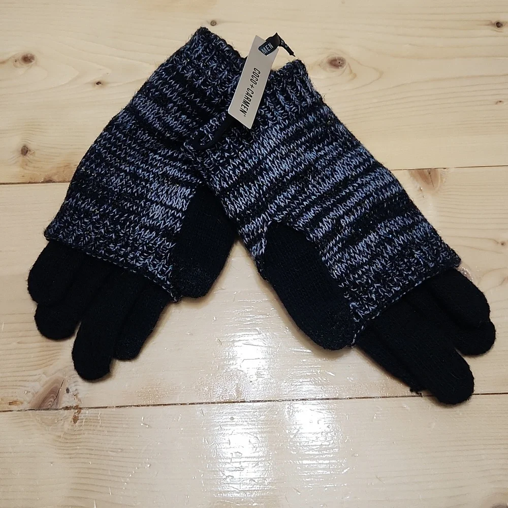 Coco And Carmen Pearltastic Convertible Gloves Wool Blend Embelished Black